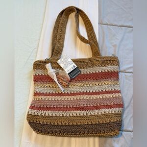 NWT The Sak Brown and Pink Crochet Tote